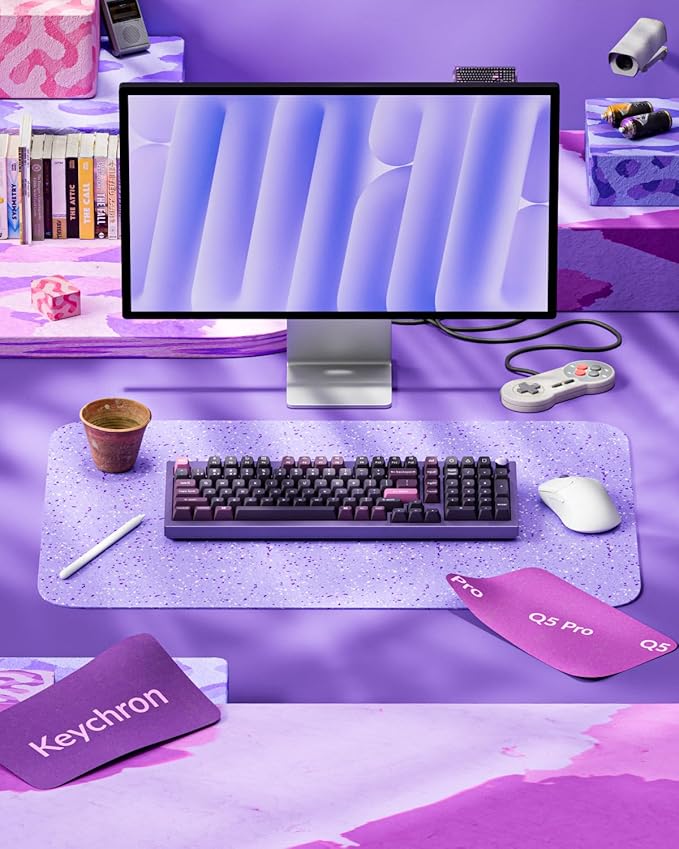 Keychron Q5 Pro Wireless QMK/VIA Mechanical Keyboard, Full Customizable 96% Layout with Programmable Knob, Hot-swappable K Pro Banana Switch Compatible with Mac Windows Linux - Purple