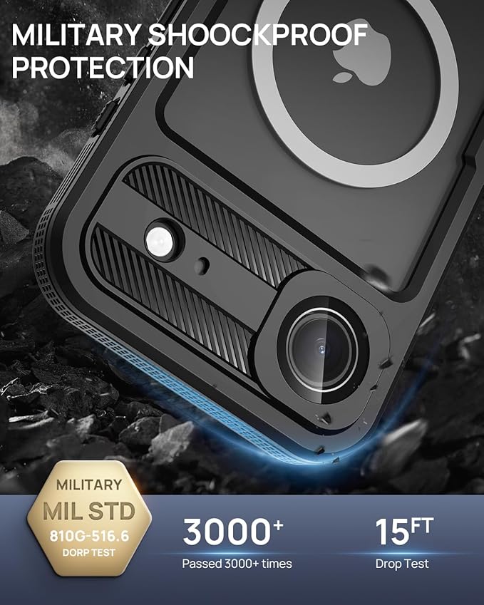 Lanhiem Magnetic for iPhone Air Phone Case, IP68 Waterproof Dustproof Phone Case, [Compatible with Magsafe] [Built-in Screen Protector] Full Body Heavy Duty Rugged Phone Cover 17 Air 6.5 inch, Black