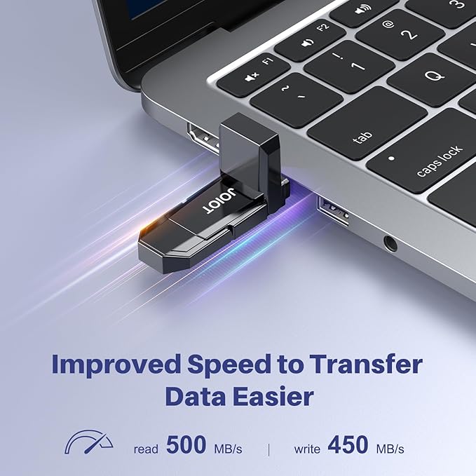 JOIOT USB C Flash Drive 256GB Up to 450MB/s Dual Type-C & USB-A USB 3.2 Solid State Drive USB-C Thumb Drive Compatible with iPhone 15/16/17 Series Smartphone Tablet Laptop Car Smart TV Game Console