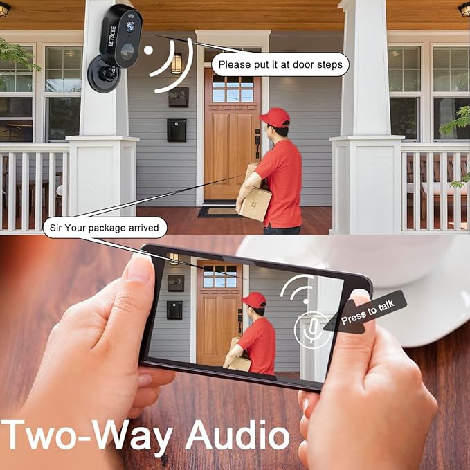 LETSCEE Cameras for Home Security Outdoor Indoor,Security Cameras Wireless Outdoor Battery Rechargeable WiFi,2K Night Vision, Motion Detection,No Month fee SD Card/Cloud Storage,Weather Proof