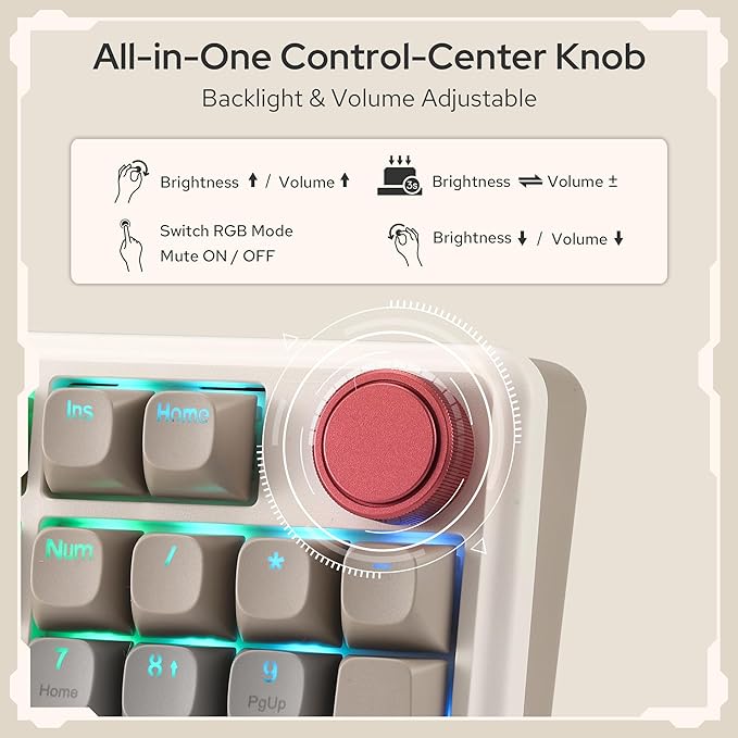 Redragon K768 PRO 100 Keys Wireless Gasket RGB Gaming Keyboard, Massive 8000 mAh PBT Mechanical Keyboard w/Hot-Swap Socket, Dedicated Knob Control & 5-Layer Noise Dampening, Custom Yolk Linear Switch
