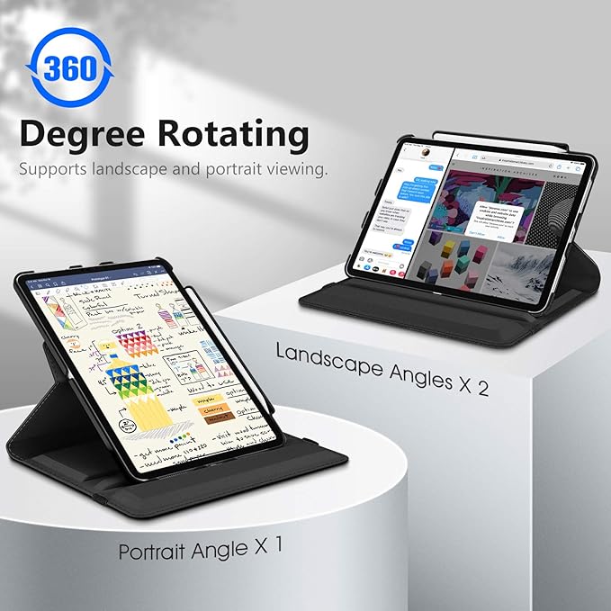 Fintie Rotating Case for iPad Pro 11-inch (4th / 3rd Generation) 2022/2021-360 Degree Swiveling Stand Cover w/Pencil Holder, Auto Sleep/Wake, Also Fit iPad Pro 11" 2nd/1st Gen, Black