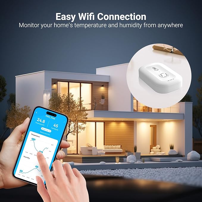 DAYBETTER Smart WiFi Thermometer Hygrometer, 2.4G Indoor Temperature Humidity Sensor with Real-Time App Alerts, Temperature Humidity Monitor for Home Nursery Greenhouse Pet 2 Pack