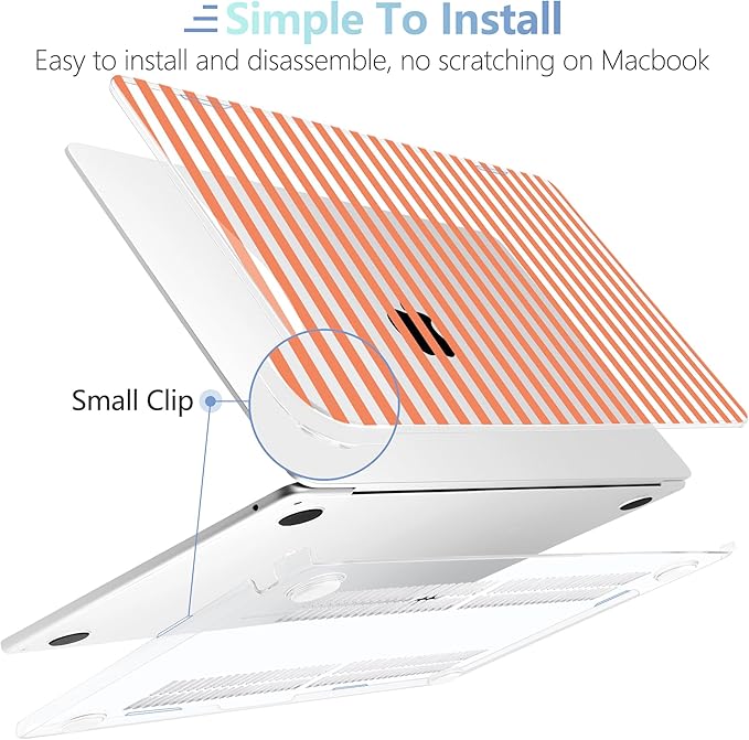 MEEgoodo Case for M5/M4/M3/M2 MacBook Air 15 inch Case 2026 2025 2024 2023, Laptop Shell Fit Model (A3448/A3241/A3114/A2941) for MacBook Air 15.3-inch, Orange Stripes