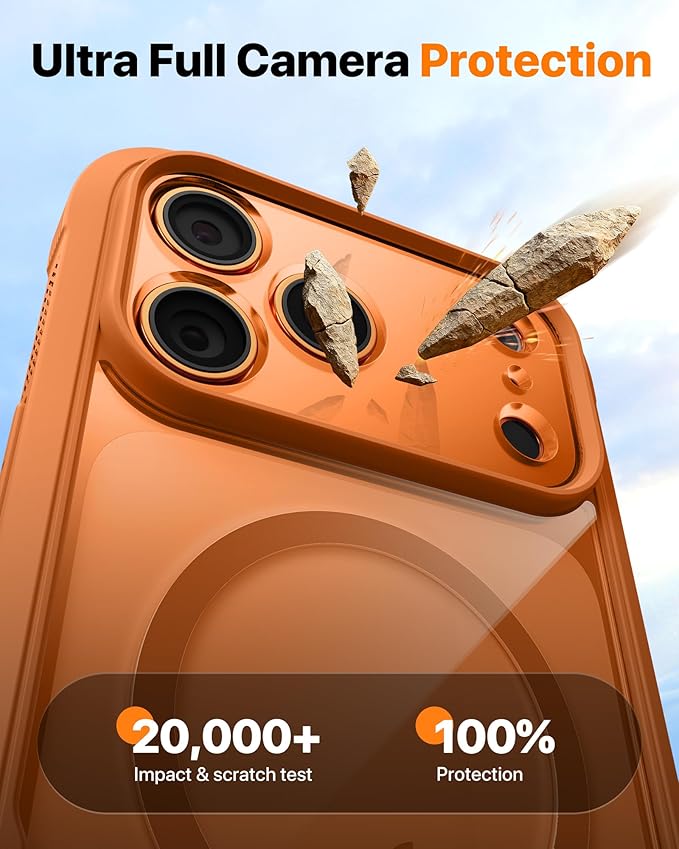 Diaclara Magnetic Designed for iPhone 17 Pro Max Case Full Body Bumper[Compatible with MagSafe] Military Drop Proof Cover with Built-in Touch Sensitive Anti-Scratch Screen Protector,Orange