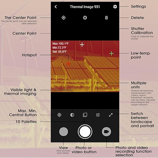 BTMETER Thermal Camera, 256x192 IR Resolution Thermal Imaging Camera with WiFi for Android & iOS, for Home/Industrial HVAC, Electrical & Automotive Inspection (-4°F to 1022°F) BT-951B