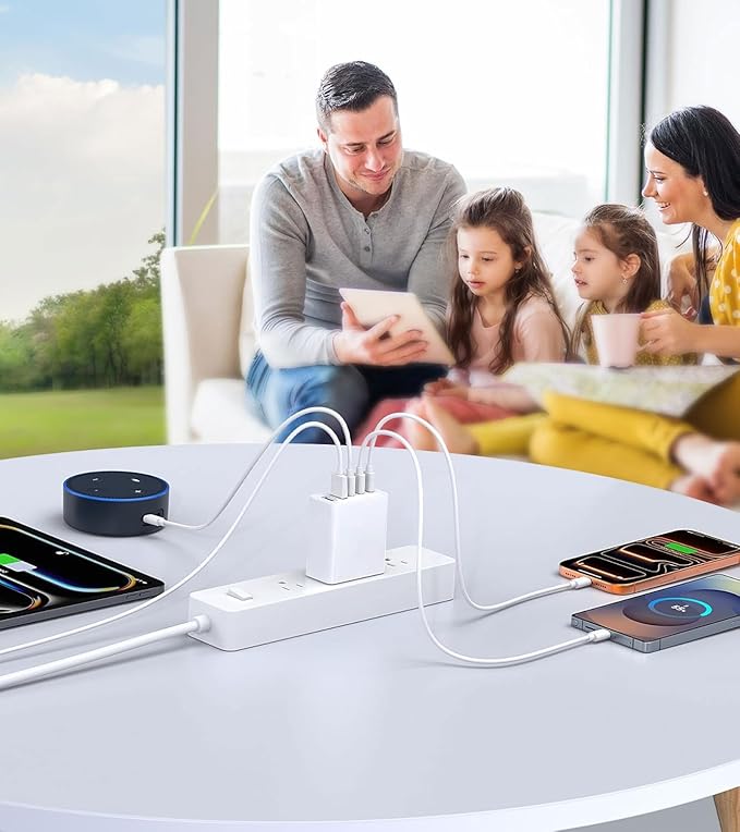 [2-Pack] 60W Multi-Port USB-C Fast Charging Module, 5-Port Wall Charger, Compatible with iPhone 17/16/15/14/13/Pro Max/Plus Series, iPad, Samsung S25/S24/S23, and Other Devices