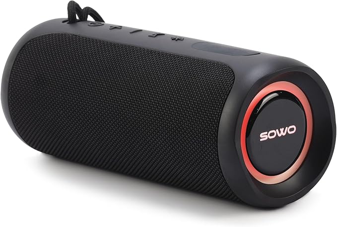 Wireless Waterproof Bluetooth Speaker - Portable Speaker Loud with Built-in Subwoofer and Tweeter, Extra Bass, Stereo Sound, IP67, Colorful Lights for Party, Outdoor, Camping - Black