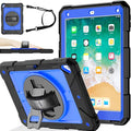 BMOUO Case for iPad 6th/5th Generation Case (9.7 inch, 2018/2017), 360°Rotating Stand, Hand/Shoulder Strap Shockproof iPad 9.7” Case for iPad Air 2, Deep Blue