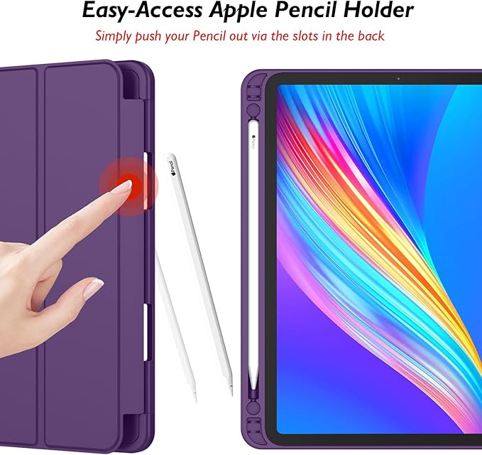 iMieet Case for iPad Pro 11 Inch (M5) 2025 /(M4) 2024 5th Gen, Trifold Stand Smart Cover with Pencil Holder and Soft TPU Back, Auto Wake/Sleep (Dark Purple)