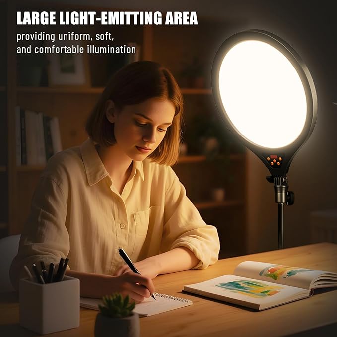 Ring Light with Stand, 14" Professional Ring Light Tripod for iPhone, Adjustable Height for Video Recording Photography Live Streaming Content Creation TikTok YouTube, Black