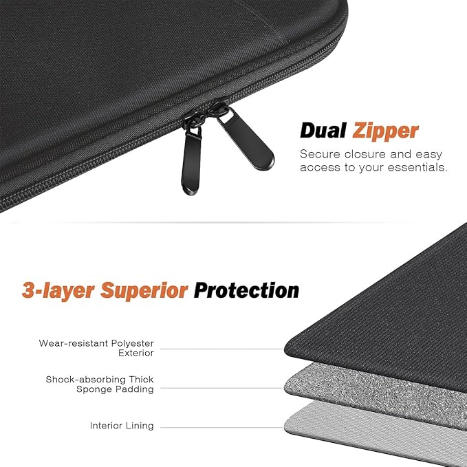 MoKo 13 Inch Tablet Sleeve Bag, Compatible with New 13 Inch iPad Pro M5 & Air M4/M3, iPad Pro 12.9 inch M2&M1, Galaxy Tab S8+/S9+ 12.4", Waterproof Bag Carrying Case with Pocket, Dark Gray