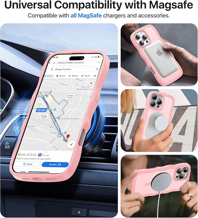 Magnetic for iPhone 16 Pro Case,[Compatible with MagSafe][Military-Grade Drop Protection][Anti-Yellowing] Shockproof Protective Translucent Matte Cover for iPhone 16 Pro Phone Case,Peach Pink