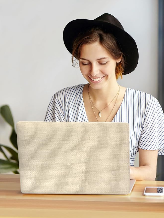 Seorsok Compatible with New MacBook Air 13.6 inch Case M5 M4 M3 M2 2026 2025-2022 Release A3449 A3240 A2681 A3113,Elegant Leather Plastic Hard Shell Case with Keyboard Cover,Khaki No Logo Cutout