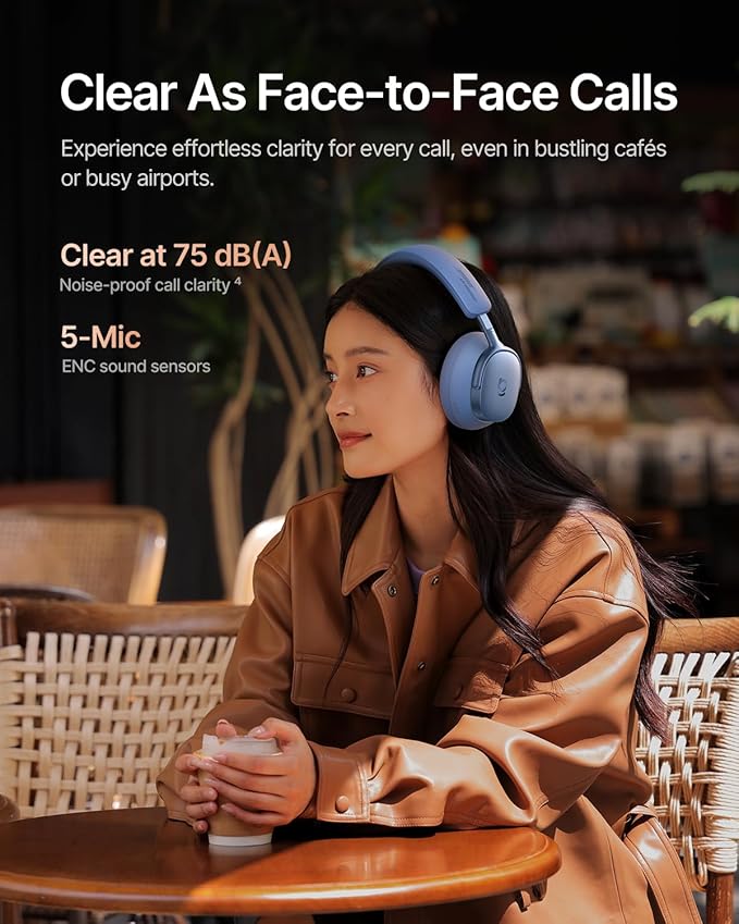 Baseus Inspire XH1 Adaptive Active Noise Cancelling Headphones, Sound by Bose, Dolby Audio, Premium Real-Time Adaptive ANC, Adaptive Tuning Rich Sound, Hi-Res Audio, 100H Playtime -Twilight Blue