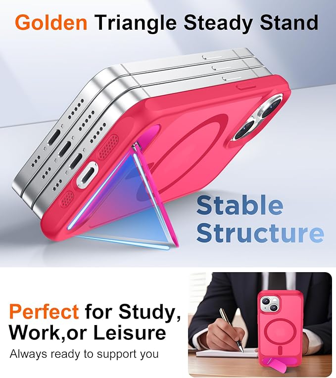 Magnetic Compatible with iPhone 15 Plus Case & iPhone 14 Plus Case, [Built-in Invisible Kickstand][Compatible with MagSafe][Military Grade Shockproof] Slim Translucent Matte Phone Case 6.7"