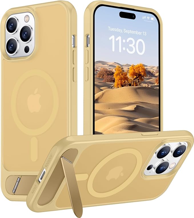 Magnetic Compatible with iPhone 14 Pro Case, [Built-in Invisible Kickstand][Compatible with MagSafe] [Military Grade Shockproof] Slim Translucent Matte Phone Case for iPhone 14 Pro 6.1"