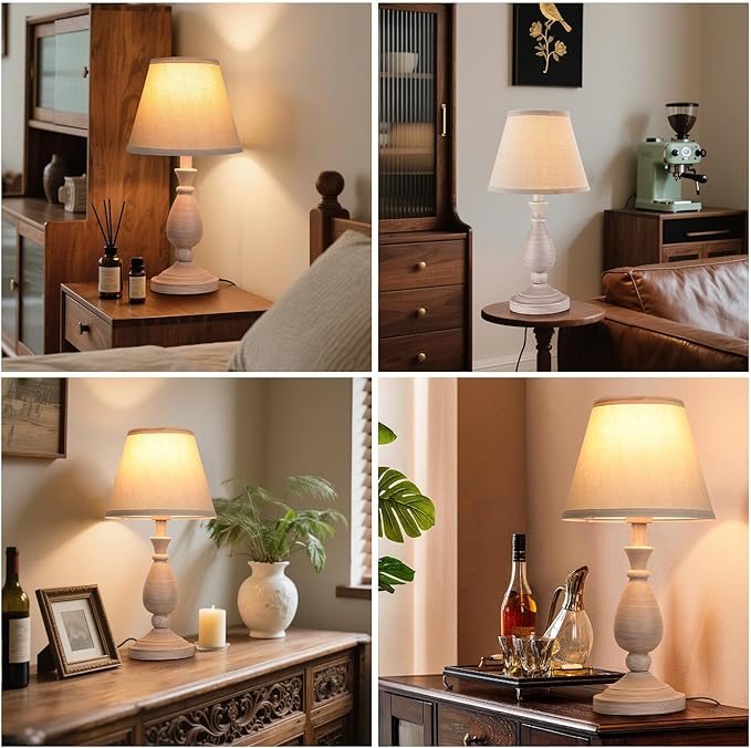 Farmhouse Table Lamps Set of 2, Touch Control & 3 Way Dimmable, Rustic Retro Bedside Lamps for Bedroom Living Room Office (Bulb Included)