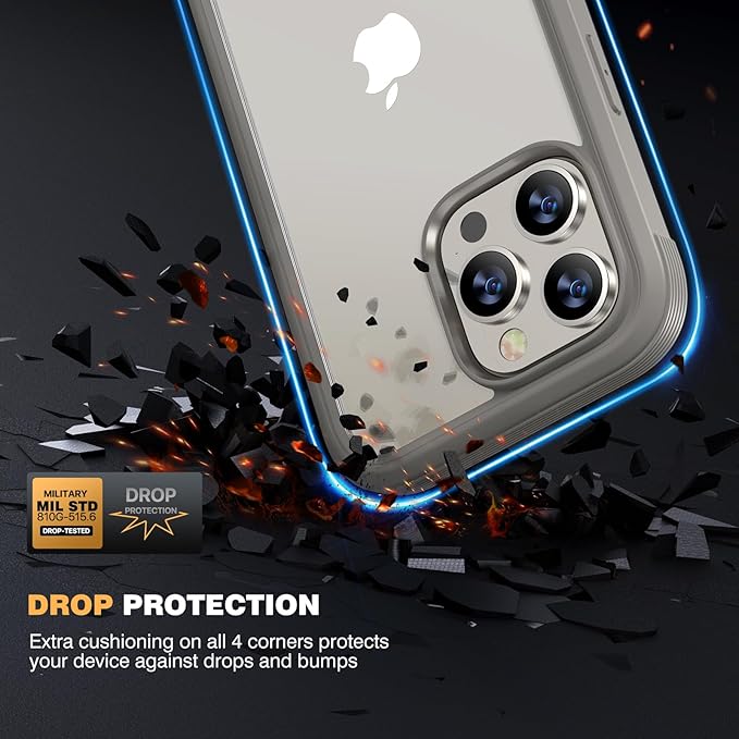 Diaclara Magnetic Designed for iPhone 15 Pro Max Case Full Body Bumper,[Compatible with MagSafe] Military Drop Proof Cover with Built-in Touch Sensitive Anti-Scratch Screen Protector,Grey Titanium