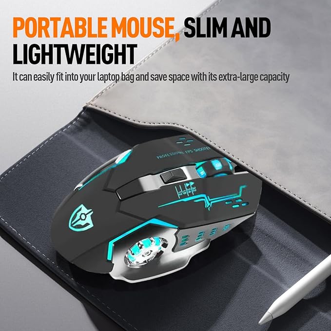 Guiheng Wired Gaming Mouse, Optical USB Mice for Laptop/Desktop, 1200 to 3600 and RGB Light, Ergonomic with 6 Programmable Buttons for Computer Windows 7/8/10/XP Vista Linux Chromebook PC (Black)