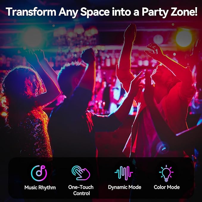 Smart RGB Rhythm Light Bar with 32 LEDs, Music Atmosphere Rhythm Light with 18 Colors & 8 Dynamic Modes, USB Powered RGB Sound Control Light for Bedroom, Party, Gaming, and Car Decor