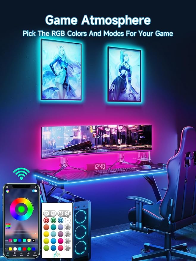Tyute TV LED Lights, 18.0ft LED Lights for 40-75 Inch TV Behind Lighting, RGB Color Changing TV Backlight with APP & Remote Control, Music Sync USB LED Strip Light for Bedroom Gaming Room Decor