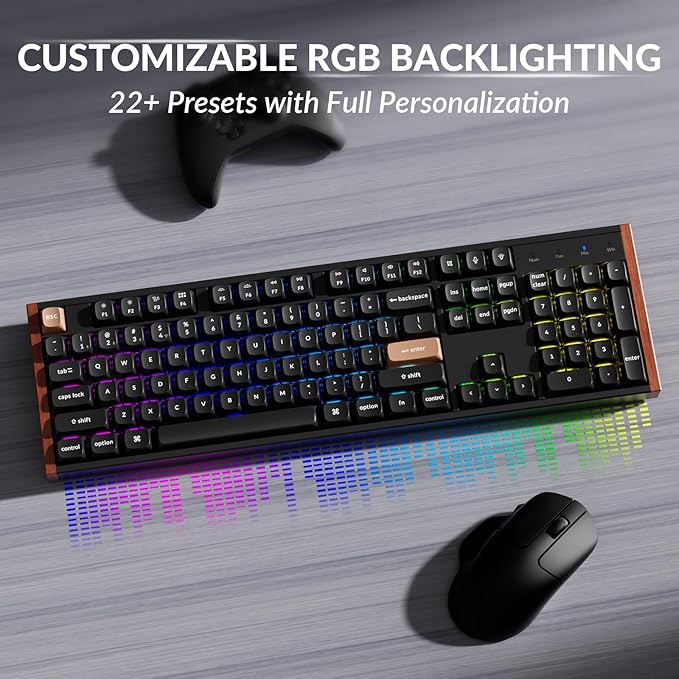 Keychron K10 HE Hall Effect Keyboard, Gateron Double-Rail Magnetic Nebula Switch, Full-Size Tri-Mode Wireless Keyboard with Rapid Trigger, Adjustable Actuation, RGB, Aluminum + Wooden Frame