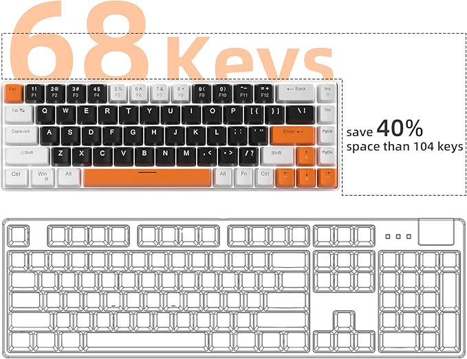 MageGee Portable 60% Mechanical Gaming Keyboard, MK-Box LED Backlit Compact 68 Keys Mini Wired Office Keyboard with Blue Switch for Windows Laptop PC Mac - Black/White