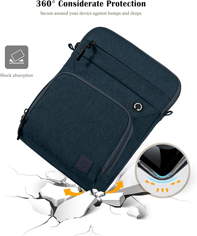 Dadanism 9-11" Tablet Sleeve Bag with Shoulder Strap for iPad (A16) 11", iPad Air M4 Pro M5 11", iPad 10th Gen 10.9", iPad 9/8/7th Gen 10.2", Galaxy Tab A11+ Plus 11", reMarkable 2 10.3", Indigo