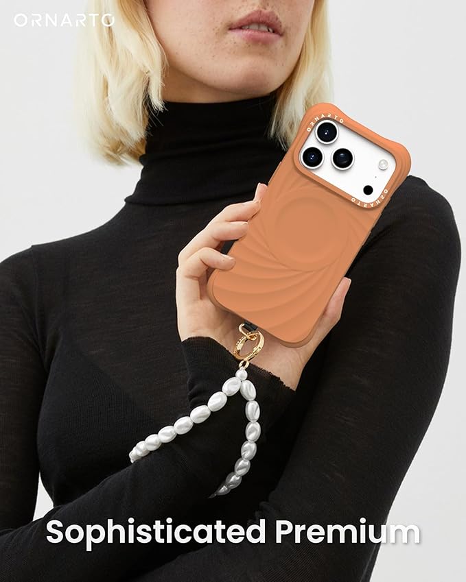 ORNARTO Vortuxe for iPhone 17 Pro Max Case 6.9" | 2X MIL-STD Protection | Camera Button Control | Compatible with MagSafe | Sleek Aesthetic Liquid Silicone Phone Cover | Autumn Orange
