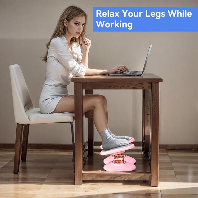 Foot Rest Under Desk ，Ergonomic Foot Stool Under Office Desk - Rocking for Fidgeters，Effectively Relaxes The Leg Muscles，Detachable and Easy to Assemble，2 Pieces Pink