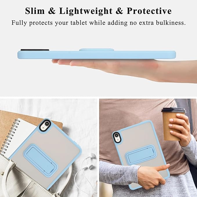 Shockproof Case for iPad mini 7th/6th Generation (2024/2021 8.3-inch), Kickstand Slim Fit Rugged Bumper Lightweight Anti-Scratch Bumper Case Cover for Women Men, Blue