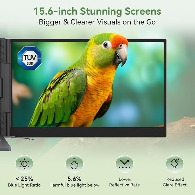 Blackview DCM8 Triple Laptop Screen Extender,15.6" 1080P FHD IPS Portable External Screen,Two Cable USB C Travel for 14-17'' Laptop,Plug & Play Compatible with Windows/Mac/Chrome OS/Mobile Devices