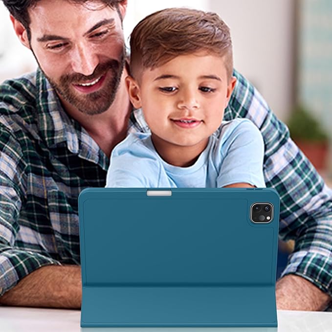 ZryXal iPad Pro 11 Inch Case (M5) 2025/ (M4) 2024 (Model: A2836/A2837/A3006), Trifold Stand Smart Cover with Pencil Holder and Soft TPU Back, Auto Wake/Sleep (Teal)