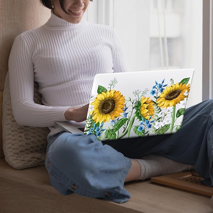 Compatible with MacBook Air 13 inch Case 2022 2021 2020 2019 2018 Release M1 A2337 A2179 A1932 Retina Display Touch ID, Plastic Hard Shell Case & Keyboard Cover, Sunflower