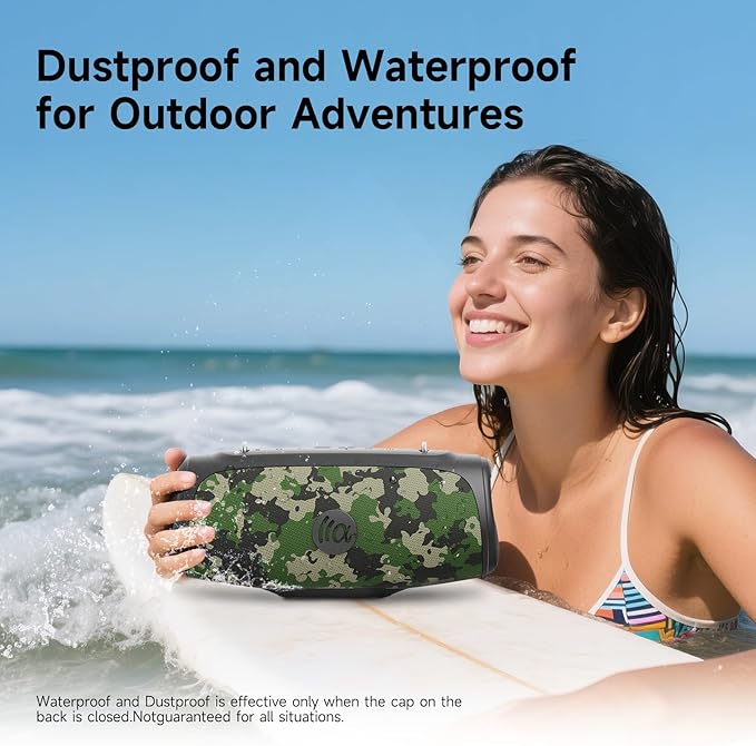 TAZATA Portable Bluetooth Speaker 60W RMS,90W Peak Loud Subwoofer Wireless Stereo with HD Sound,8H Playtime IPX7 Waterproof for Party cmaping Beach