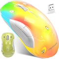memzuoix 2.4G LED Wireless Mouse, Rechargeable Ergonomic Mouse with Detachable Cover, 1400 DPI Portable Optical Computer Mouse with USB Receiver for Laptop, PC, Desktop and MacBook, 5 Buttons-Yellow