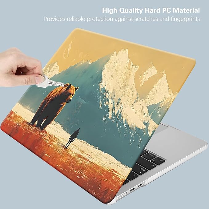 Compatible for MacBook Air 13 inch Case 2021 2020 2019 2018 M1 A2337 A2179 A1932, MacBook Air M1 Case, Cute Aesthetic Protective Plastic Hard Shell & Keyboard Cover, Bear