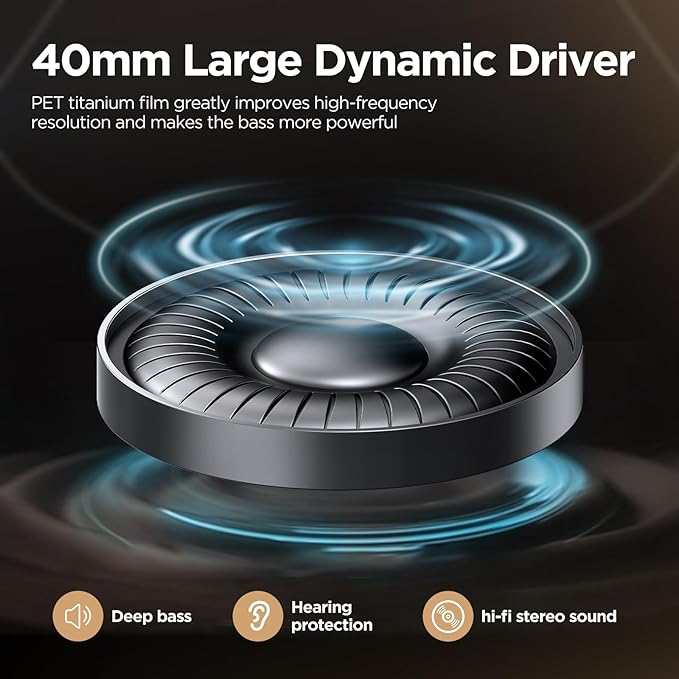Noise Cancelling Headphones: Wireless Over Ear Bluetooth Headphones with 130H Playtime - Hi-Res Sound Custom EQ via App Deep Bass Comfort Fit Ear Cups for Travel Home Office