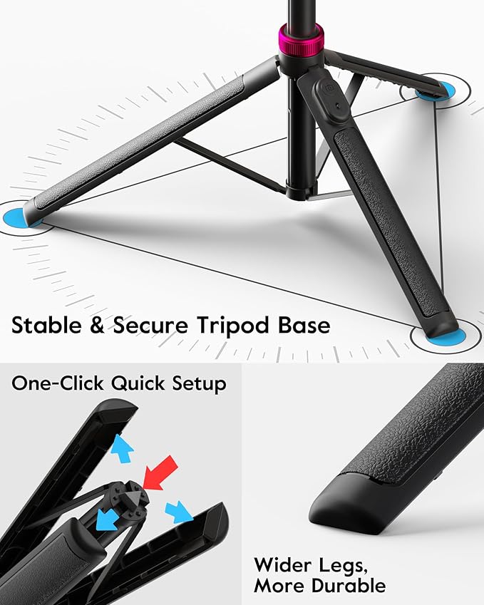 Magnetic Ring Light with Stand and Phone Clip, 62" Tripod for iPhone with Light, 6000mAh Phone Tripod with Light for Video Recording, TikTok, YouTube, Vlogging, Selfies, CRI＞95