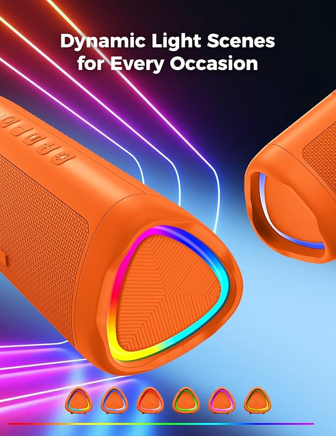 BolaButty Bluetooth Speaker Portable Wireless, IPX5 Waterproof, Up to 20H Playtime, TWS Pairing, BT5.3, for Home/Party/Outdoor/Camping/Beach Essentials, Birthday Gift (Orange)
