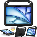 Kids Case for iPad Pro 11 Inch (M5) 2025/ (M4) 2024, with Pencil Holder/Kickstand/Handle Stand Lightweight Cute Soft EVA Shockproof Silicone Anti-Slip Grip Rugged Girls Boys Cover, Black
