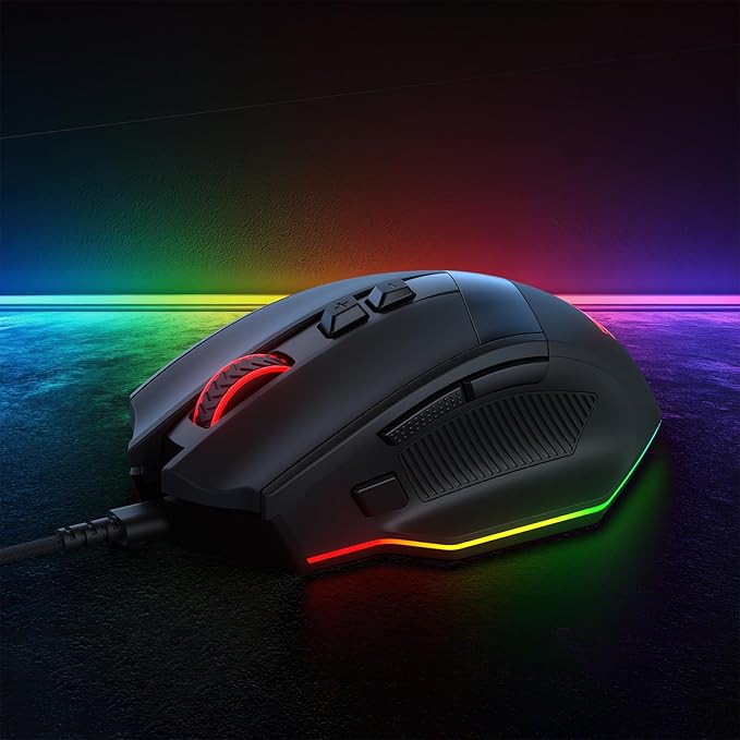 Redragon M923 Wired RGB Gaming Mouse, Optical Ergonomic Mouse with Max 24,000DPI, High Precision Sensor SG8960, 8 Macro Buttons, Software Supported