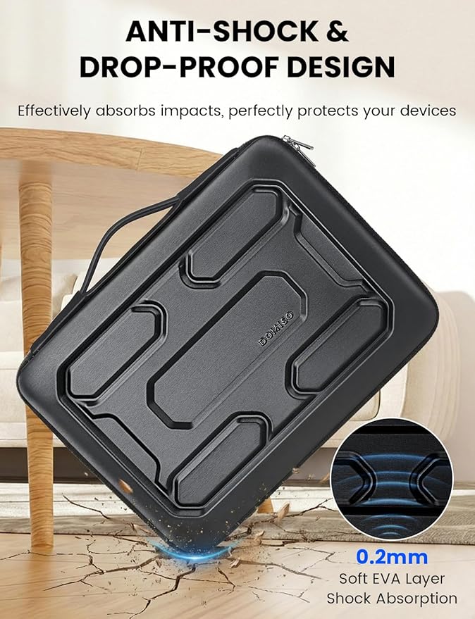 DOMISO Laptop Hard Case 15-16 inch Waterproof Shockproof Hard Shell Laptop Sleeve with Handle & Storage Pocket, Compatible with MacBook, HP, Dell, Black