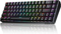 DIERYA DK68 60% Wireless Mechanical Gaming Keyboard, Triple Mode 2.4GHz/USB-C/BT5.0 with Red Switch, RGB Backlit, Anti-Ghosting Keys, 68 Keys Portable Mini Wired Office Keyboard-Black