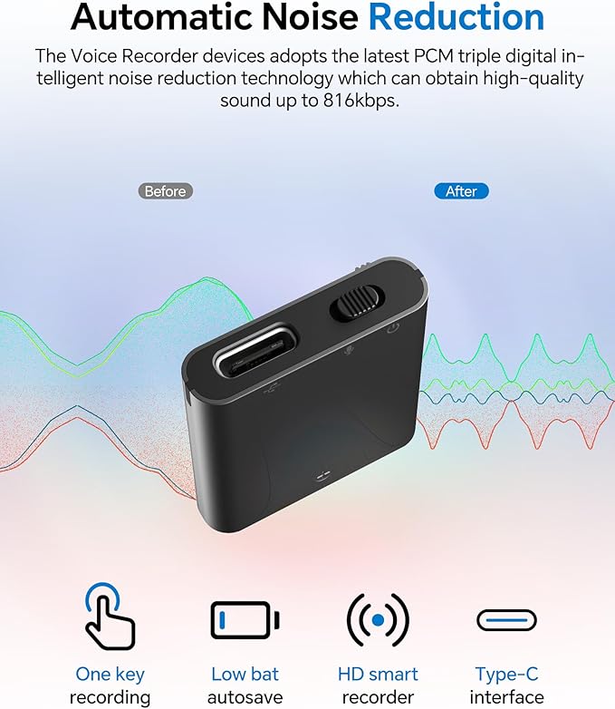 yvn 128GB Digital Voice Recorder - Voice Activated Recorder with Playback, Audio Recording Device for Lectures Meetings, USB C Dictaphone Sound Tape Recorder