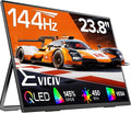 Portable Monitor 24” 144Hz 1080P, 145% sRGB QLED Gaming Monitor, 0.1MS FreeSync, 450Nits Laptop Monitor, USB-C & HDMI, VESA & Stand, Large Second Screen for Laptop, Computer, Mini PC, Game Consoles