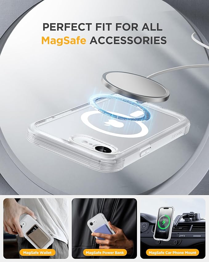Miracase for iPhone 17e Case & iPhone 16e Case, Full-Body Phone with Built-in Glass Screen Protector, [Magnetic with MagSafe] Military Drop Proof 17 E/ 16 E Cover Bumper 6.1 inch, Matte Clear