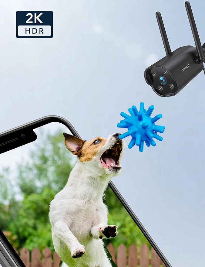 GNCC Security Camera Outdoor, 2K Cameras for Home Security, Color Night Vision, Motion Detection, 2-Way Audio, 24/7 Recording, Cloud & SD Card Storage, IP65 Waterproof, 2.4GHz WiFi (Black-2P)