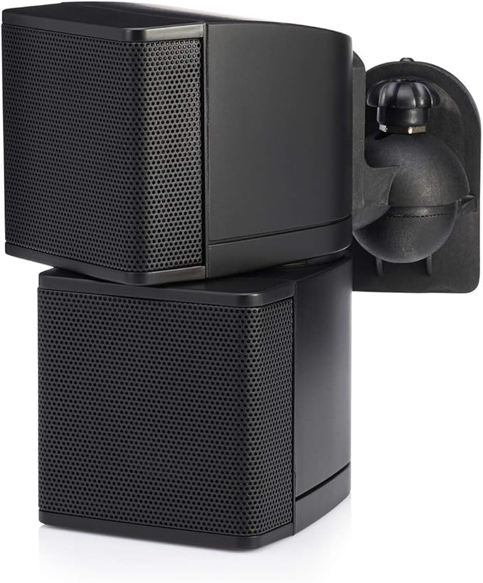 Pure Resonance Audio MC2.5B Dual 2.5” Swiveling Surround Sound Mini Cube Speaker (Pair, Black) (with Brackets)